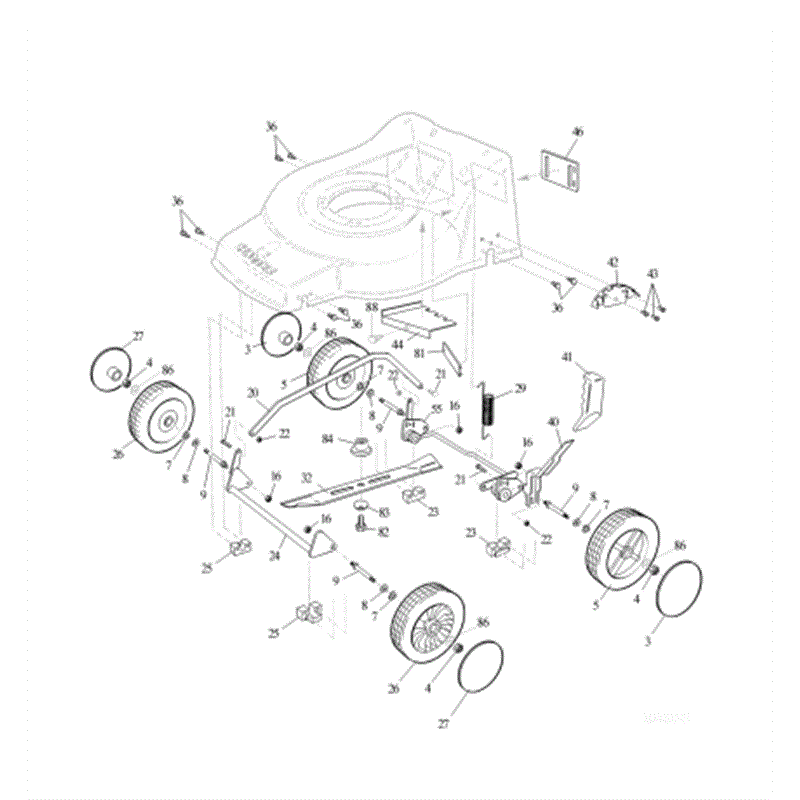 Hayter Jubilee  Lawnmower (423V001001-423V099999) Parts Diagram, Lower Main Frame Assembly