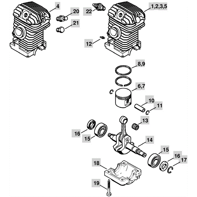 Stihl MS 230 Chainsaw (MS230C) Parts Diagram, Engine