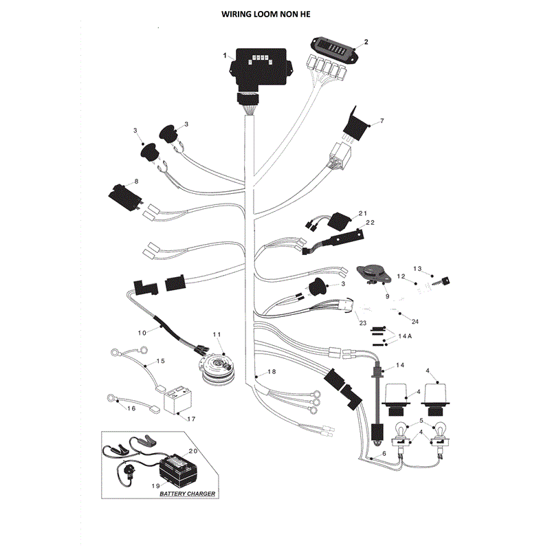 Countax C Series Honda Lawn Tractor 4WD 2006-2008 (2006 - 2008) Parts Diagram, WIRING LOOM NON HE