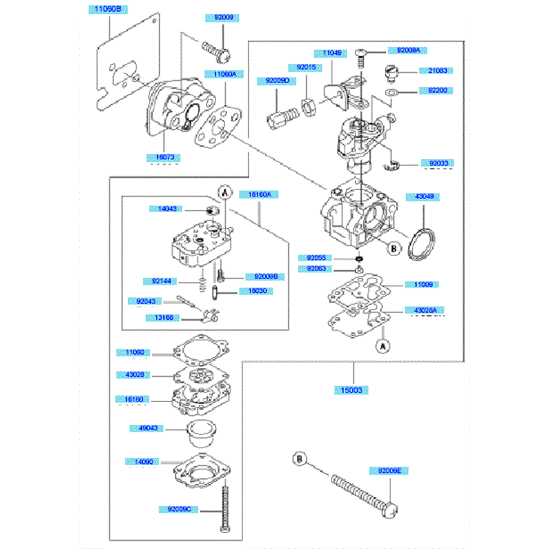 Kawasaki KBH34A (HA034G-BS50) Parts Diagram, Carburetor