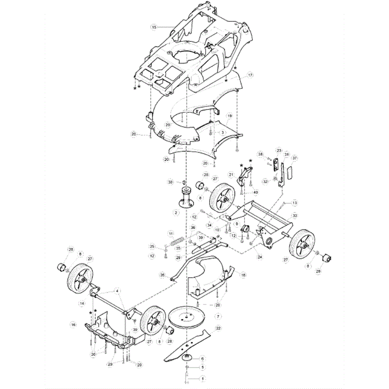 Hayter Spirit 41 Wheeled Lawnmower (616) (616E270000001 onwards) Parts Diagram, Lower Mainframe