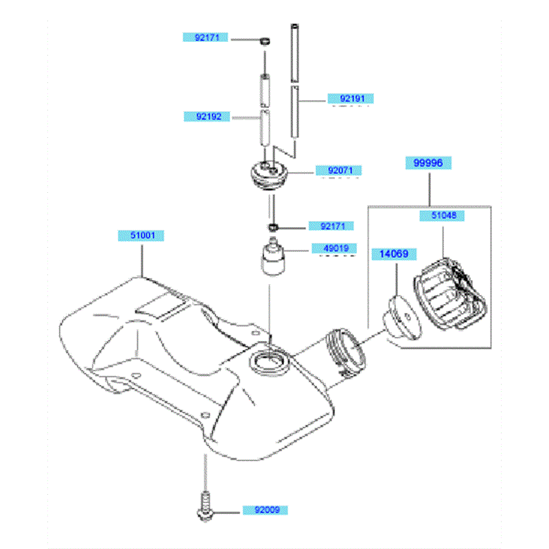 Kawasaki KBL35A (HA035A-BS50) Parts Diagram, Fuel Tank & Fuel Valve