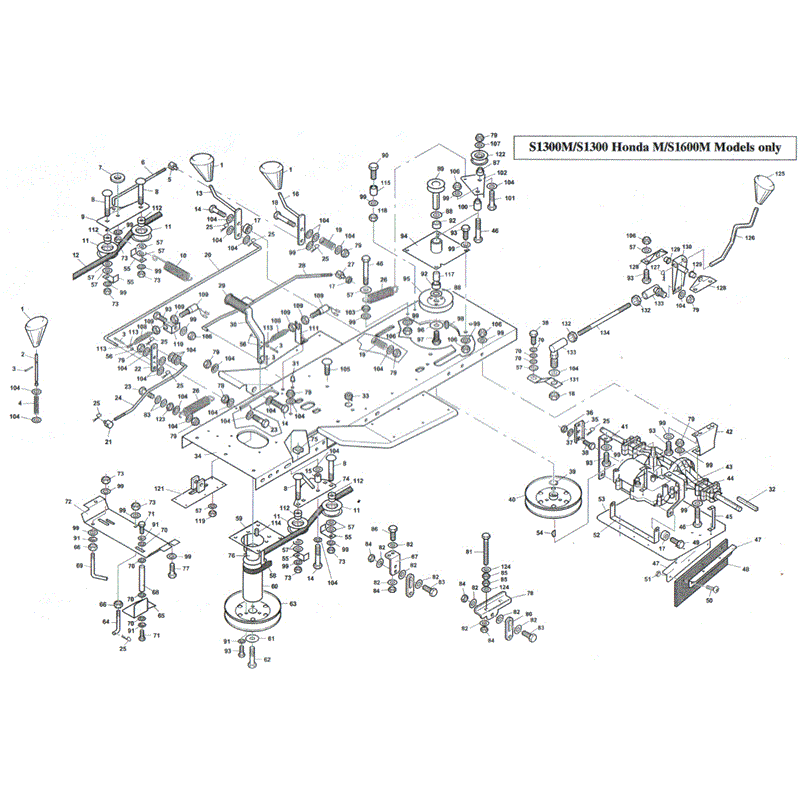 1999-2000 S & T SERIES WESTWOOD TRACTORS (1999 - 2000) Parts Diagram, PTO- S1300 HONDA M-S1600M ONLY