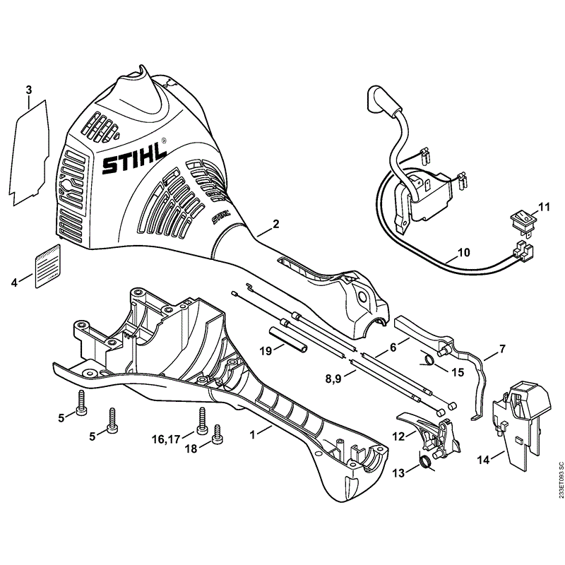 Stihl FS 38 Brushcutter (FS38Z2-Mix) Parts Diagram, Engine Housing