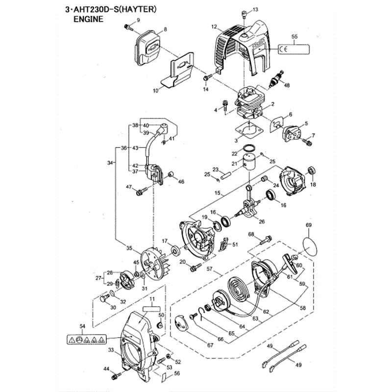 Hayter 472-AHT230D-S Hedgetrimmer  (472C001001-472C099999) Parts Diagram, Engine