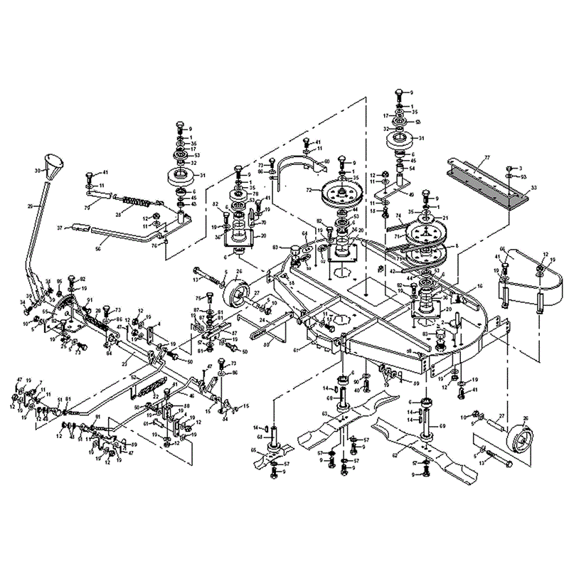 1996 T & 1000 SERIES WESTWOOD TRACTORS (1996) Parts Diagram, 42" (106cm) Contra-Rotating Cutter Deck - 9046