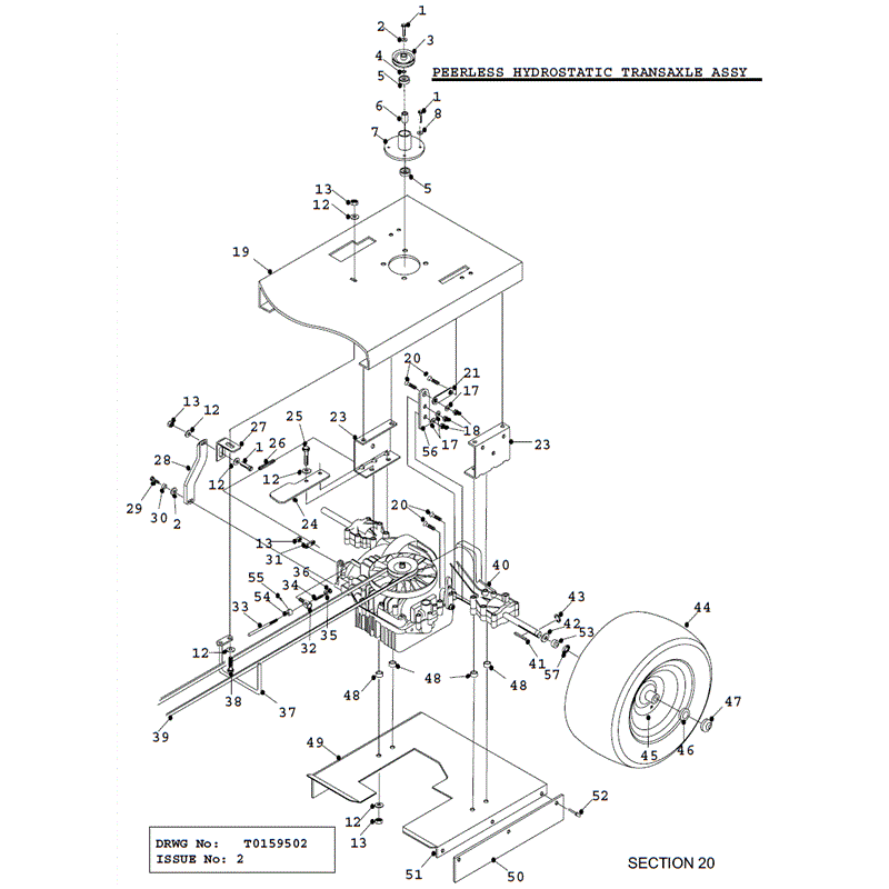 Countax K Series Lawn Tractor 1995 (1995) Parts Diagram, Peerless Hydrostatic Installation