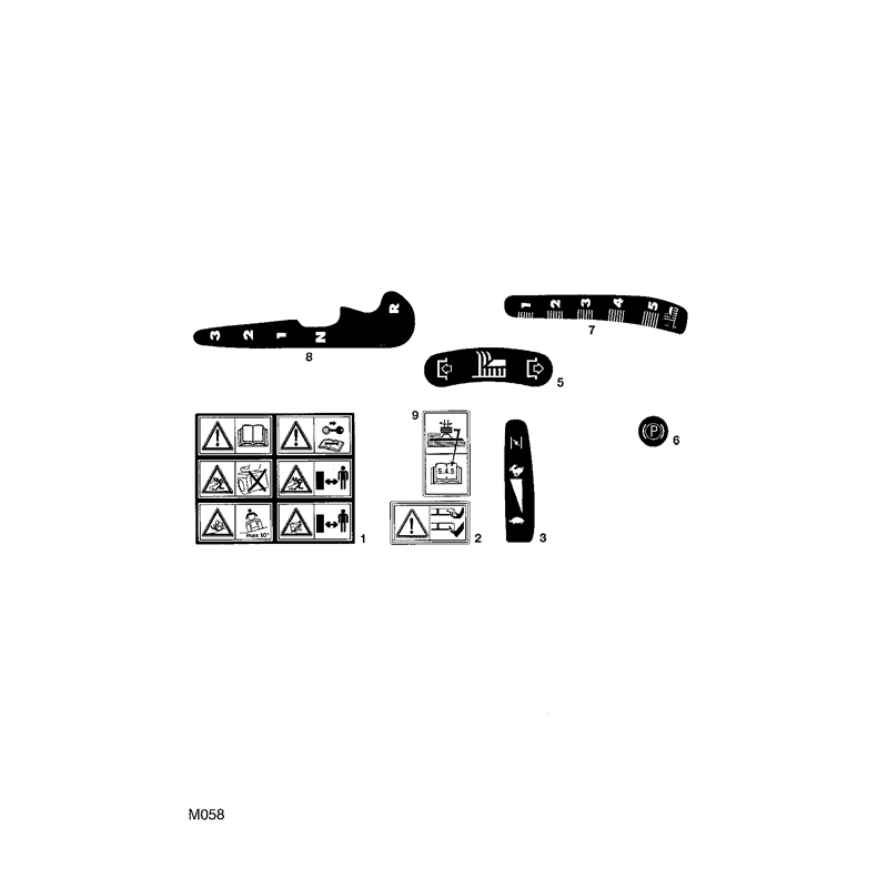 Mountfield 725M Ride-on (13-2657-12 [2002]) Parts Diagram, Labels