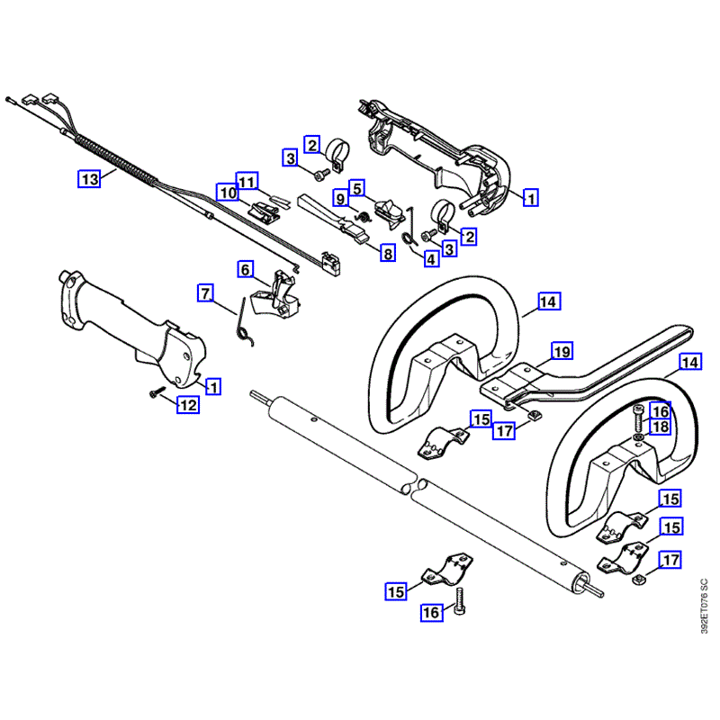 Stihl HL 75 Long Reach Hedgetrimmer (HL75) Parts Diagram, Handle 1