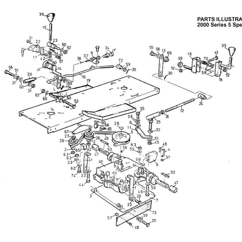 1992  SERIES 2000 WESTWOOD TRACTORS (1992) Parts Diagram, 5 speed transaxle drive system