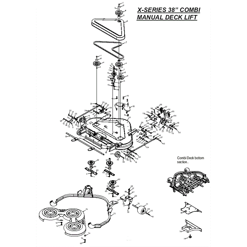 Countax X Series Rider 2010 (2010) Parts Diagram, 38 inch Combi Manual Deck Lift