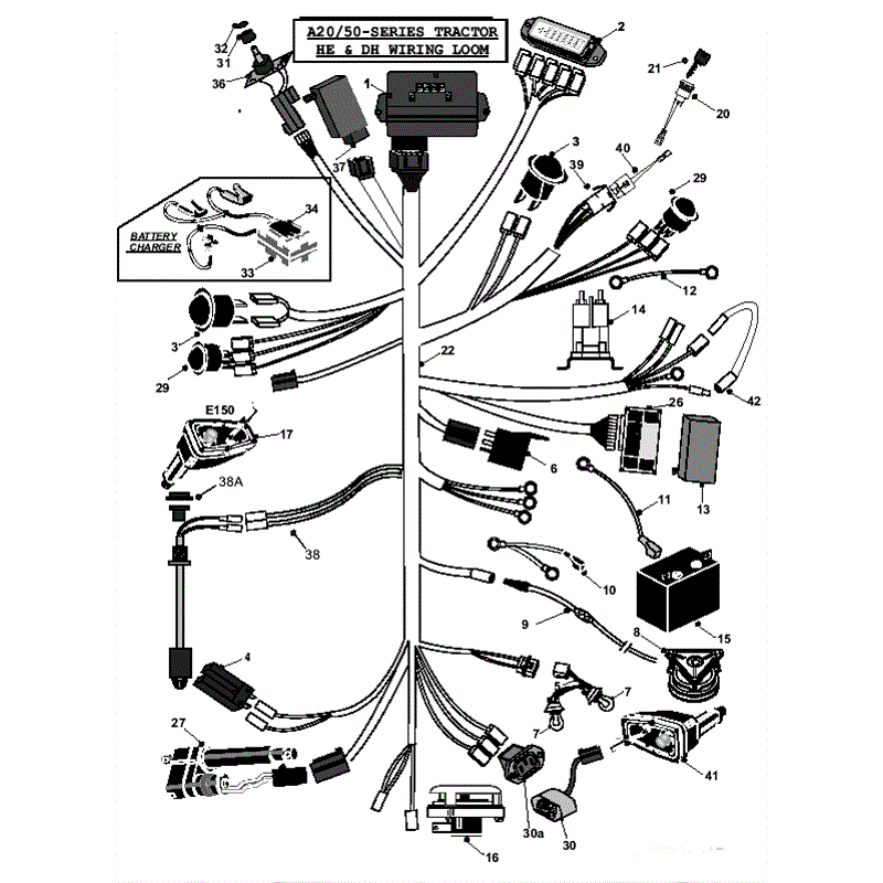 Countax A2050 - A2550 Lawn Tractor 2008 (2008) Parts Diagram, HE & DH Wiring Loom