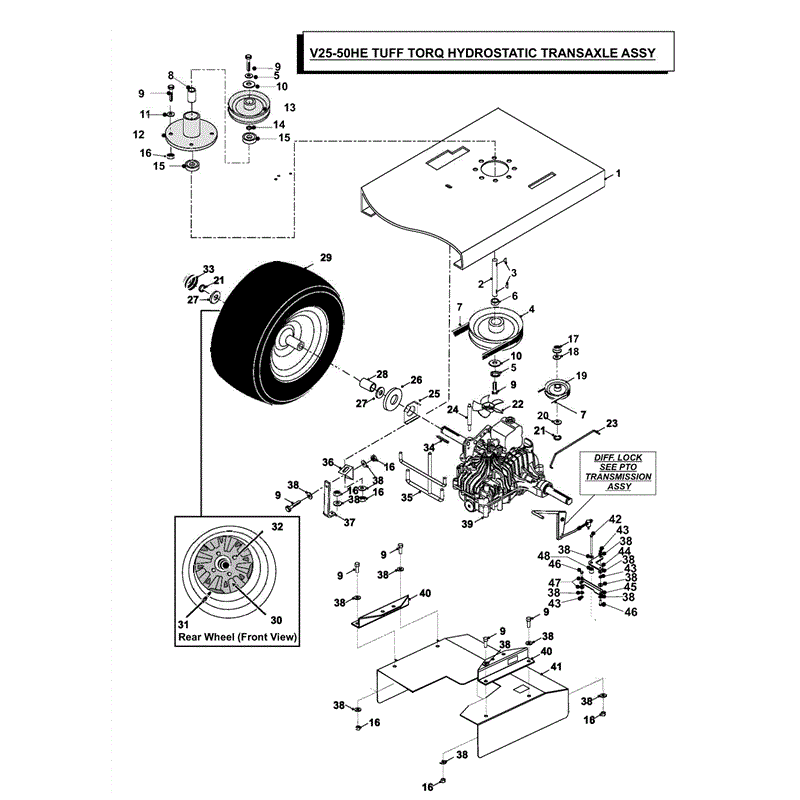Westwood V25-50HE 2011 Tractor (2011) Parts Diagram, Tuff Torq Axle Assy