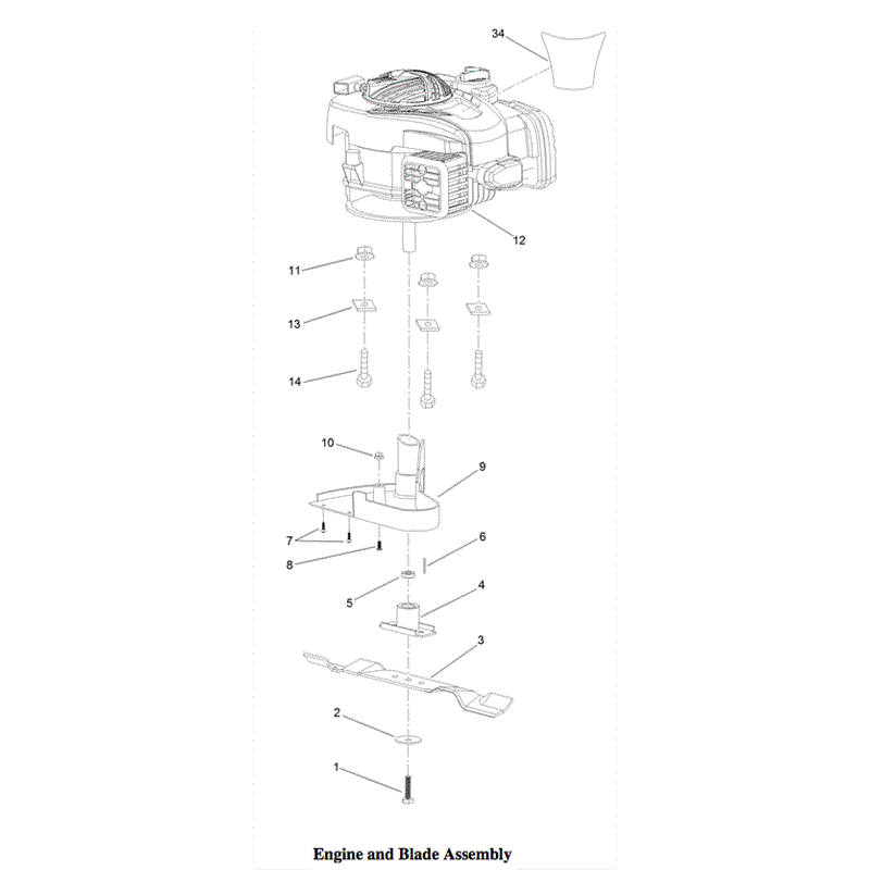 Hayter 46cm (610) Lawnmower (610B - 319000001 - 319999999) Parts Diagram, Engine & Blade Assy