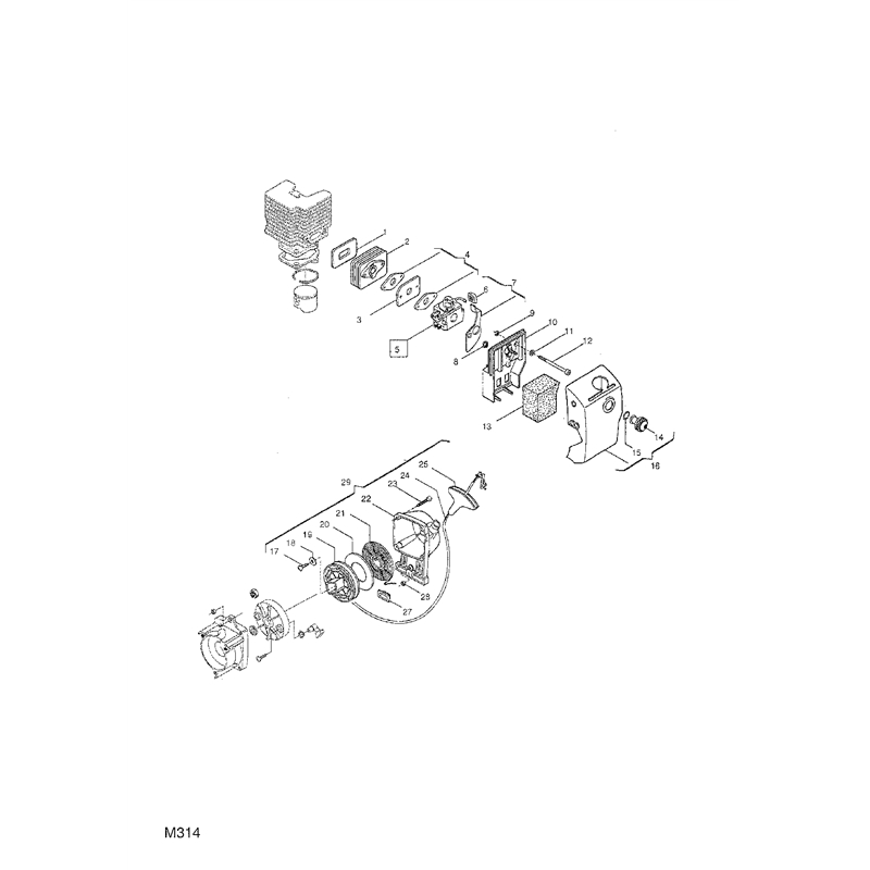 Mountfield MB 28 (283120000-MOU [2006]) Parts Diagram, Brush Cutter Starter