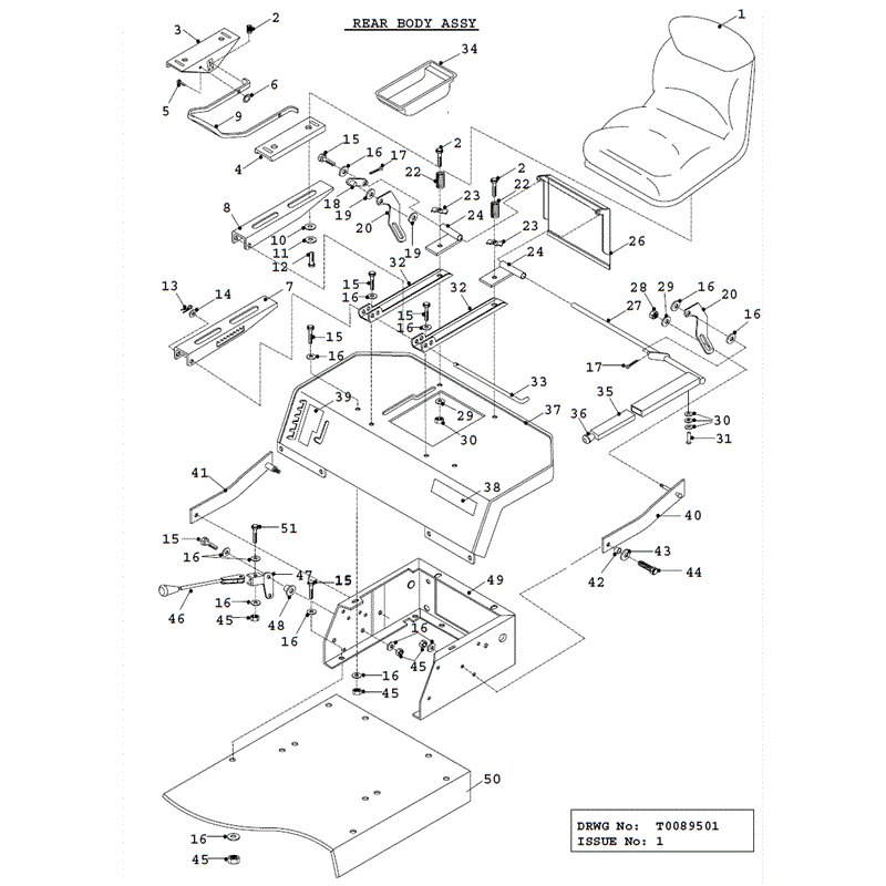 Countax K Series Lawn Tractor 1995 (1995) Parts Diagram, K13-36 Rear Body