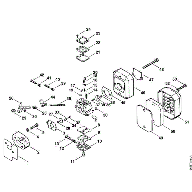 Stihl FS 65 Brushcutter (FS65) Parts Diagram, C_-Carburetor, Air filter