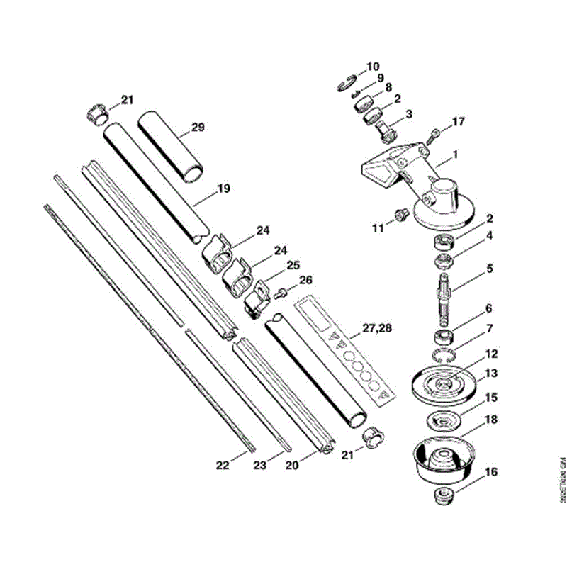 Stihl FS 85 Brushcutter (FS85) Parts Diagram, J-Gear head, Drive tube FS 80
