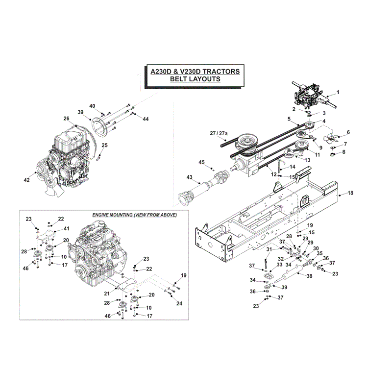 Westwood V230D Tractor 2013-2015 (2013-2015) Parts Diagram, Belt Layouts