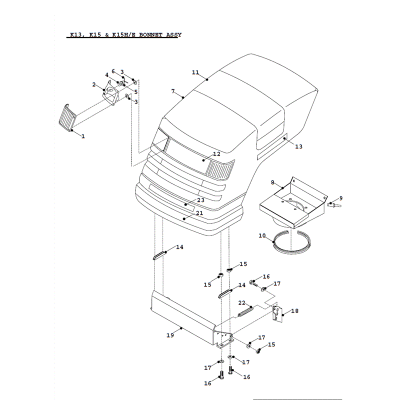Countax K Series Lawn Tractor 1995 (1995) Parts Diagram, K15 HE Bonnet