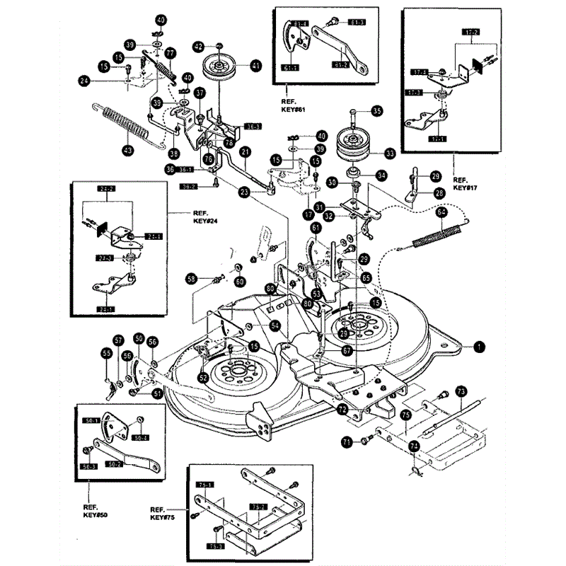 Hayter 13/40 (144R001001-144R099999) Parts Diagram, Deck Assembly 1