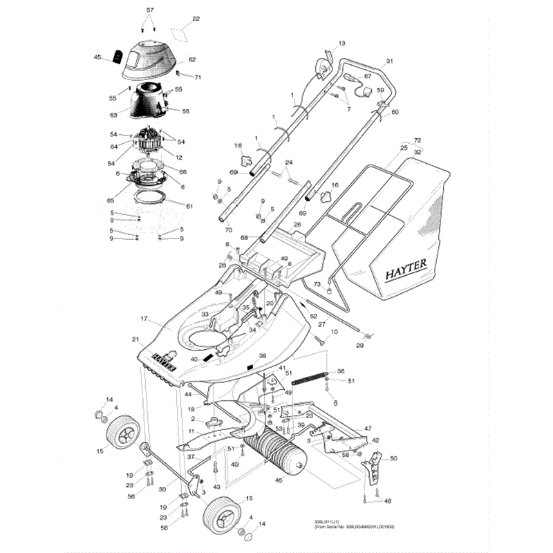Hayter Harrier 41 (311) Lawnmower (311L001303-311L099999) Parts Diagram, PSEI681 Mainframe