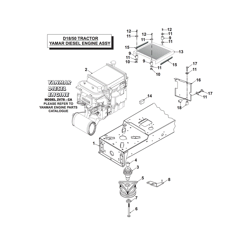 Countax D18-50 Lawn Tractor 2004 -  2006  (2004 - 2006) Parts Diagram, YANMAR DIESEL ENGINE ASSEMBLY