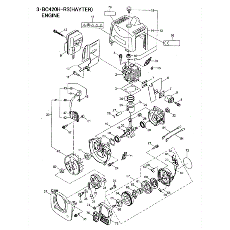 Hayter 463A Brushcutter (463A) Parts Diagram, Engine