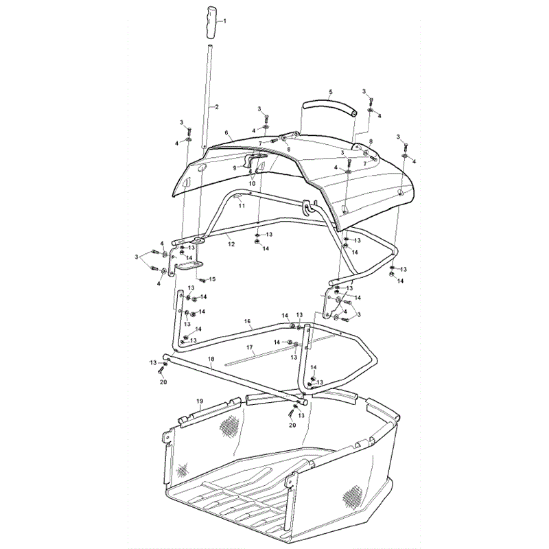 Hayter RS14/82 (14/32) (148B001001-148B099999) Parts Diagram, Grassbag Assembly