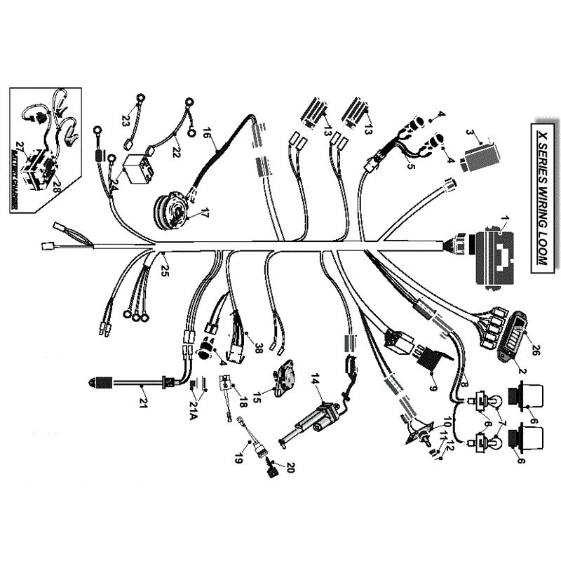 Countax X Series Rider 2008 (2008) Parts Diagram, 2WD Dial Height Wiring Loom