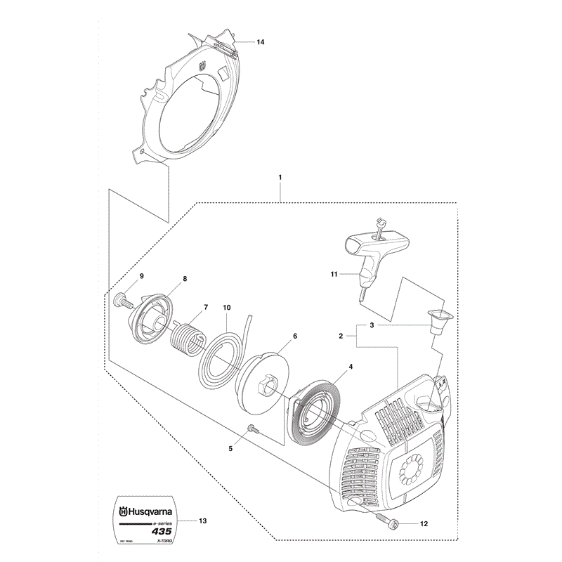 Husqvarna 435e Chainsaw (2011) Parts Diagram, Starter 435e