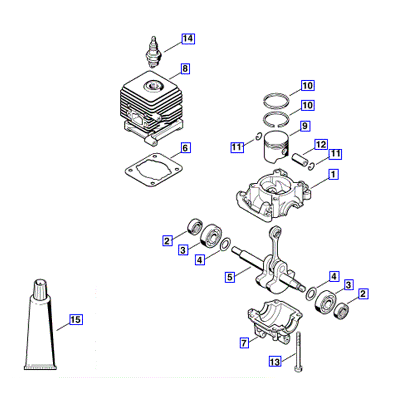 Stihl BG 55 C Blower (BG55C) Parts Diagram, CRANKCASE-CYLINDER