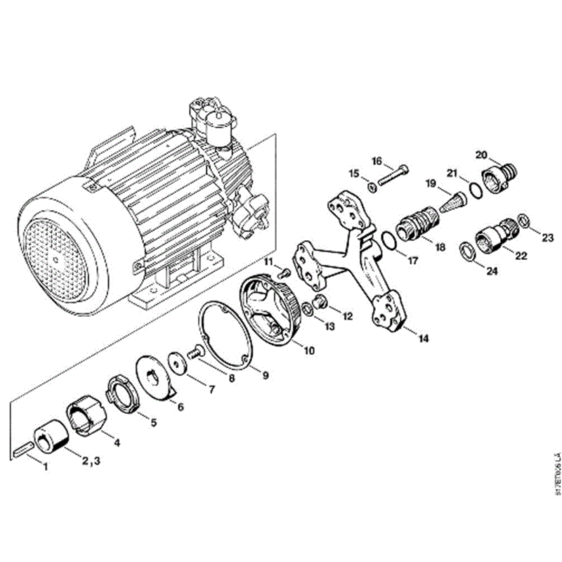 Stihl RB 400 K Pressure Washer (RB 400 K) Parts Diagram, D-Electric motor E-Pump housing