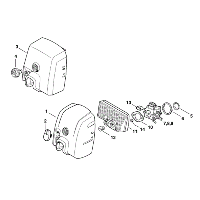 Stihl MS 290 Chainsaw (MS290) Parts Diagram, Carburetor box cover-Air filter
