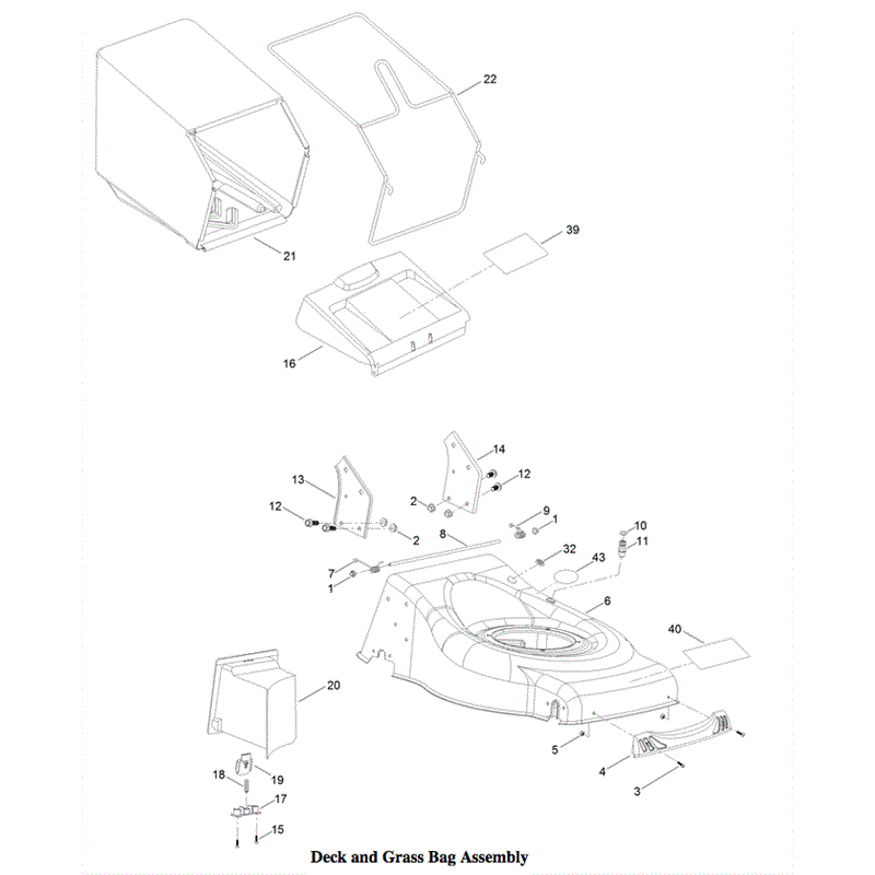 Hayter 46cm (611) Lawnmower (611B - 319000001-319999999) Parts Diagram, Deck and Grass Bag Assembly