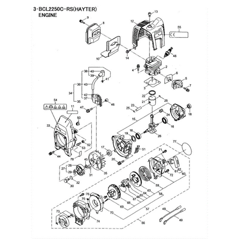Hayter 460A Brushcutter (460A) Parts Diagram, Engine