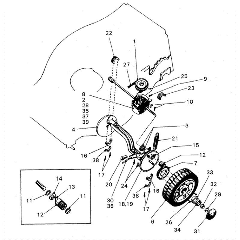 Hayter Hunter 46 (321001001-321004356) Parts Diagram, Rear Axle Assembly