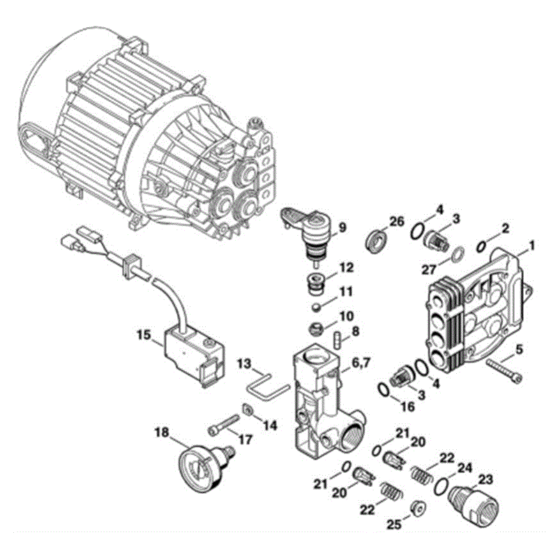Stihl RE 106 KM Pressure Washer (RE 106 KM) Parts Diagram, C-Regulation valve block