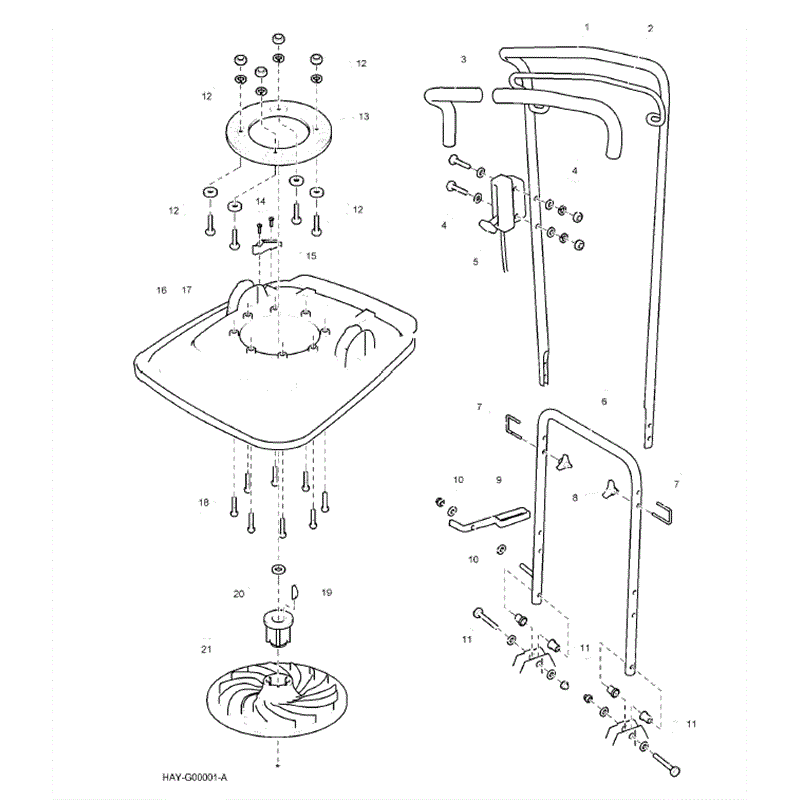 Hayter XR16 Hover Lawnmower (185E280000001-185E310999999) Parts Diagram, Page 1