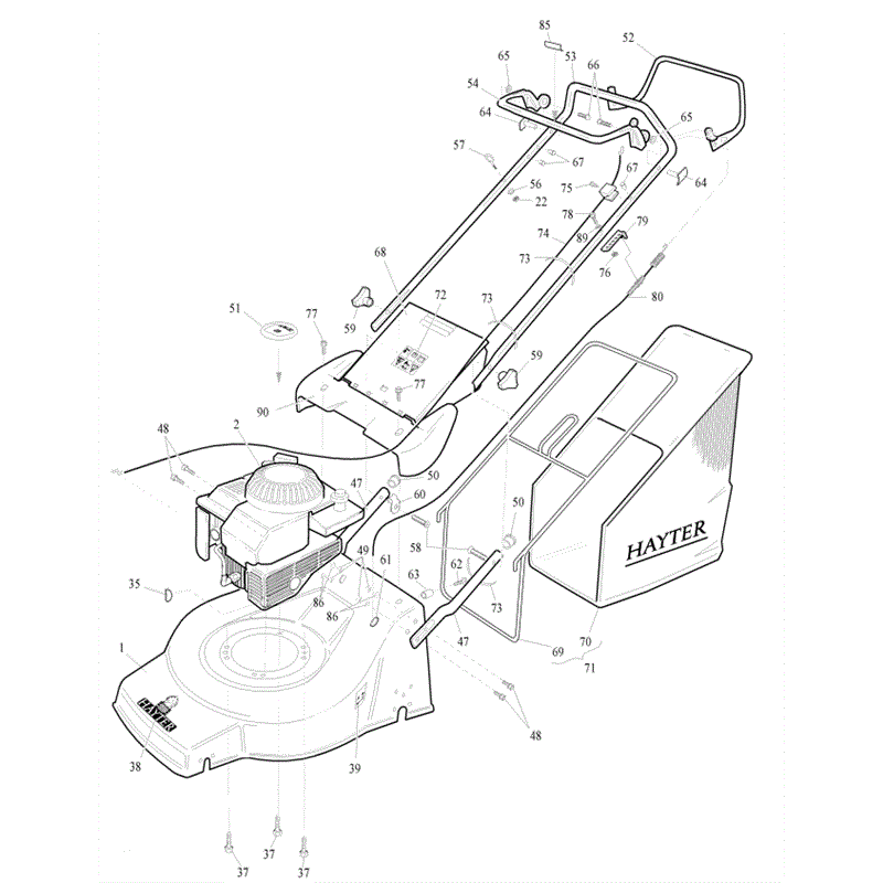 Hayter Jubilee  Lawnmower (422V001001-442V099999) Parts Diagram, Upper Main Frame Assembly