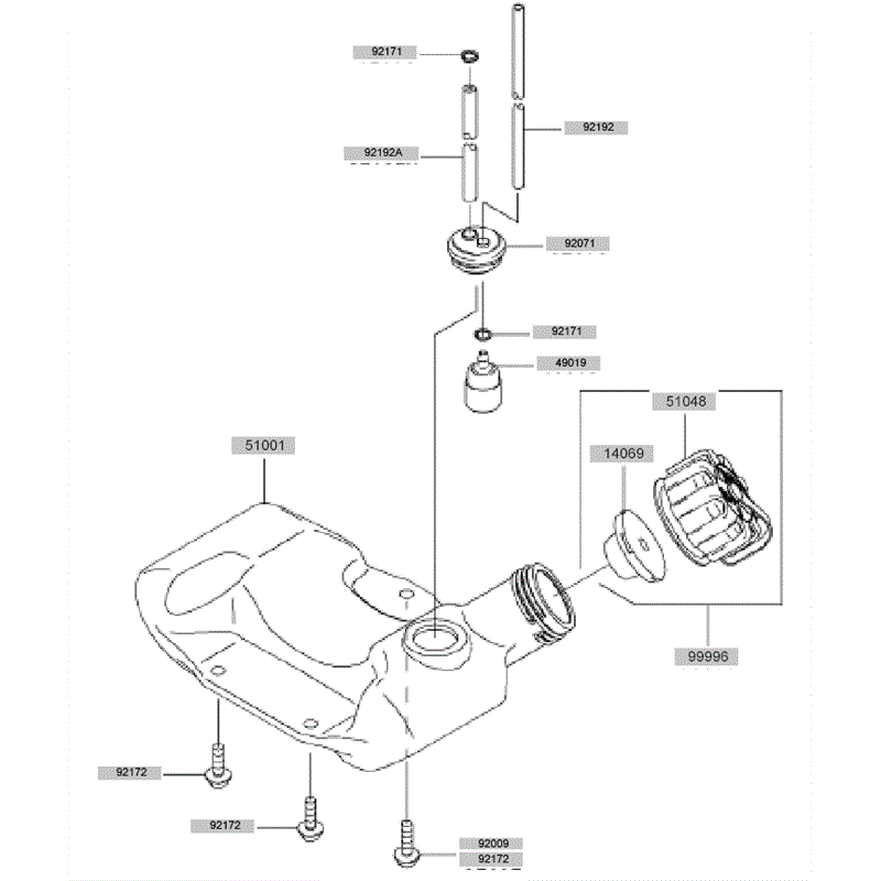 Kawasaki KBH27B (HA027T-AS50) Parts Diagram, Fuel Tank - Fuel Valve