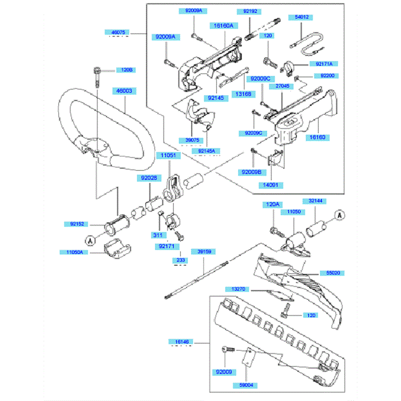 Kawasaki KBL27A (HA027F-BS51) Parts Diagram, Pipe - Handle - Guard