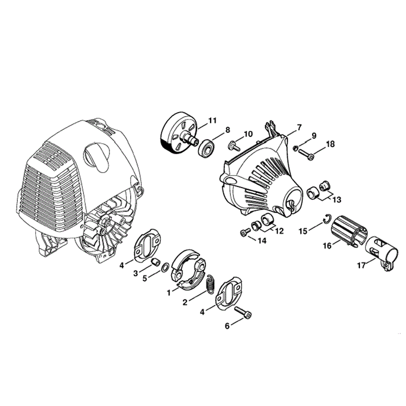 Stihl FS 90 Brushcutter (FS90) Parts Diagram, Clutch, Fan housing