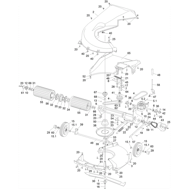 Hayter Harrier 56 (566) Lawnmower (566H316000101-566H316999999) Parts Diagram, Lower Mainframe