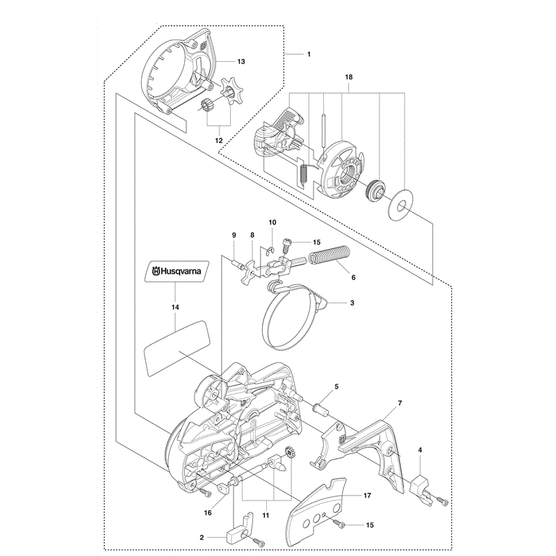 Husqvarna 435e Chainsaw (2011) Parts Diagram, Chain Break & Clutch Cover-435e 