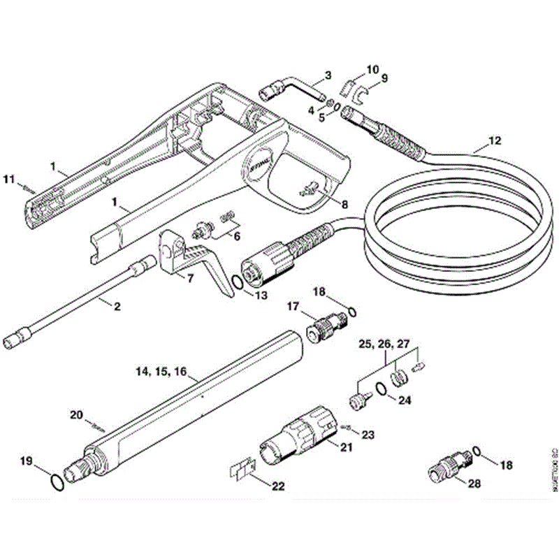 Stihl RE 102 K Pressure Washer (RE 102 K) Parts Diagram, F-Spray gun