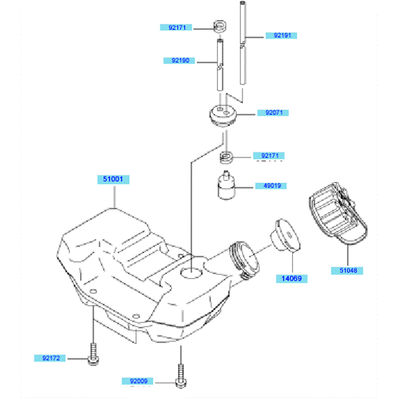 Kawasaki KBH27A  (HA027F-AS50) Parts Diagram, Fuel Tank	 Fuel Valve