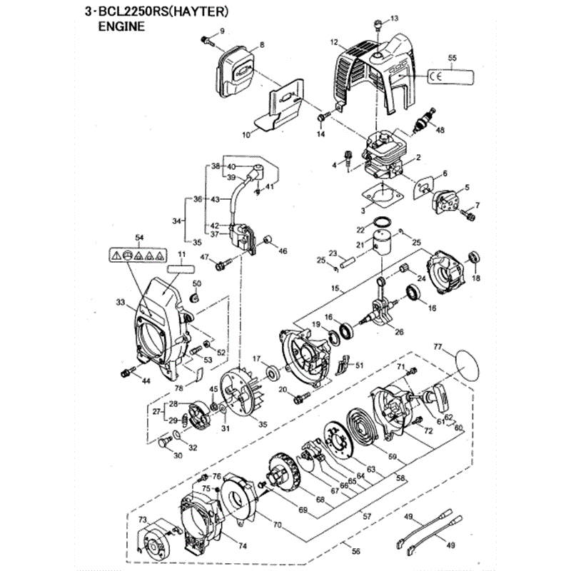 Hayter 461C Brushcutter (461C) Parts Diagram, Engine