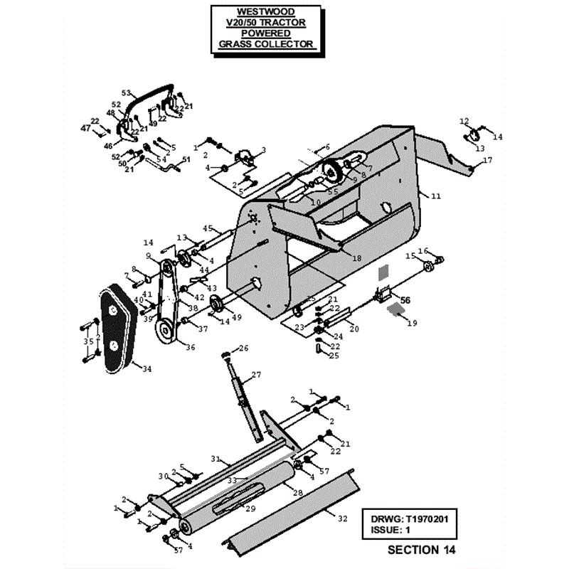 Westwood V20/50 Tractor 2002-2003 (2002-2003) Parts Diagram, Powered Grass Collector