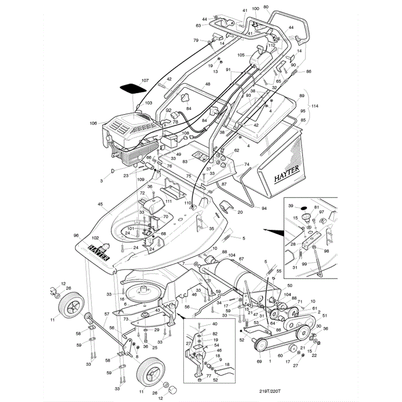 Hayter Harrier 48 (219) Lawnmower (219T038833-219T099999) Parts Diagram, Main Frame Assembly